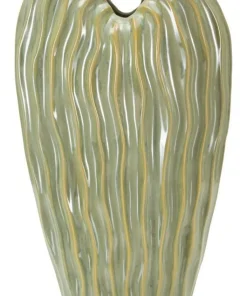 Vase décoratif en céramique texturée Vert