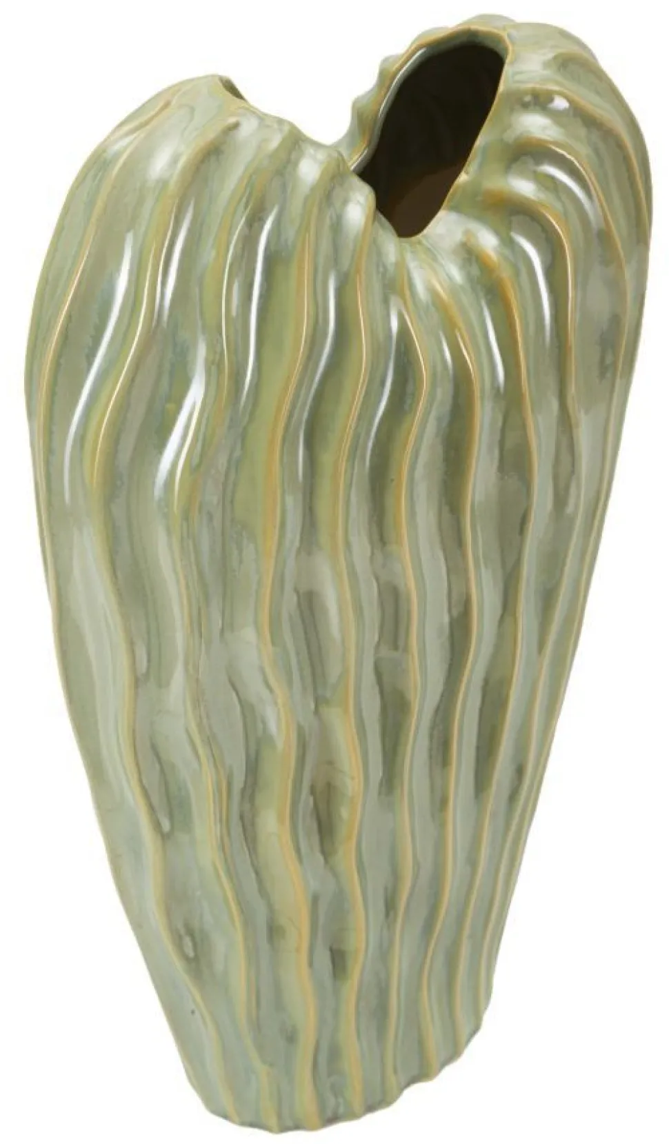 Vase décoratif en céramique texturée Vert