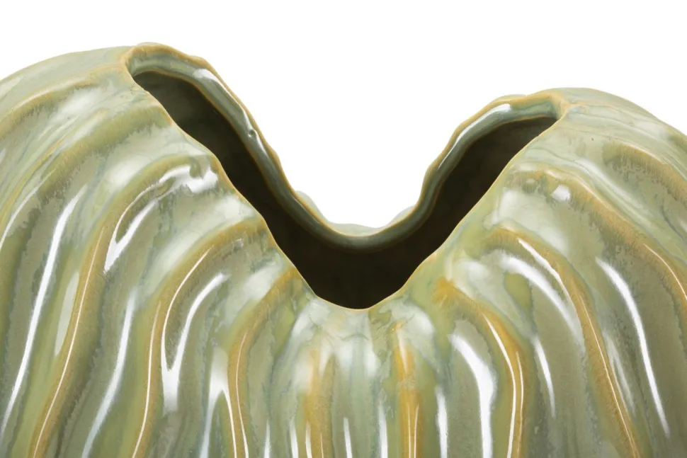 Vase décoratif en céramique texturée Vert