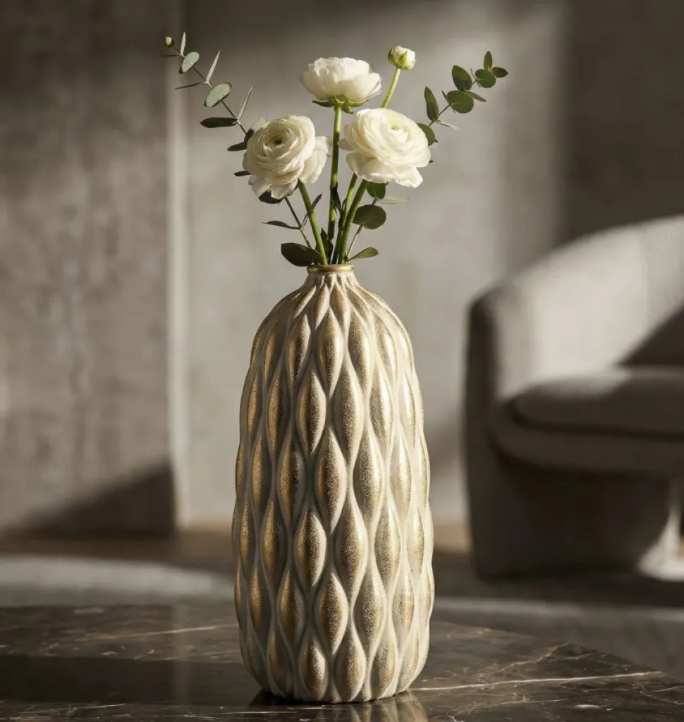 Vase décoratif pepitas dorées