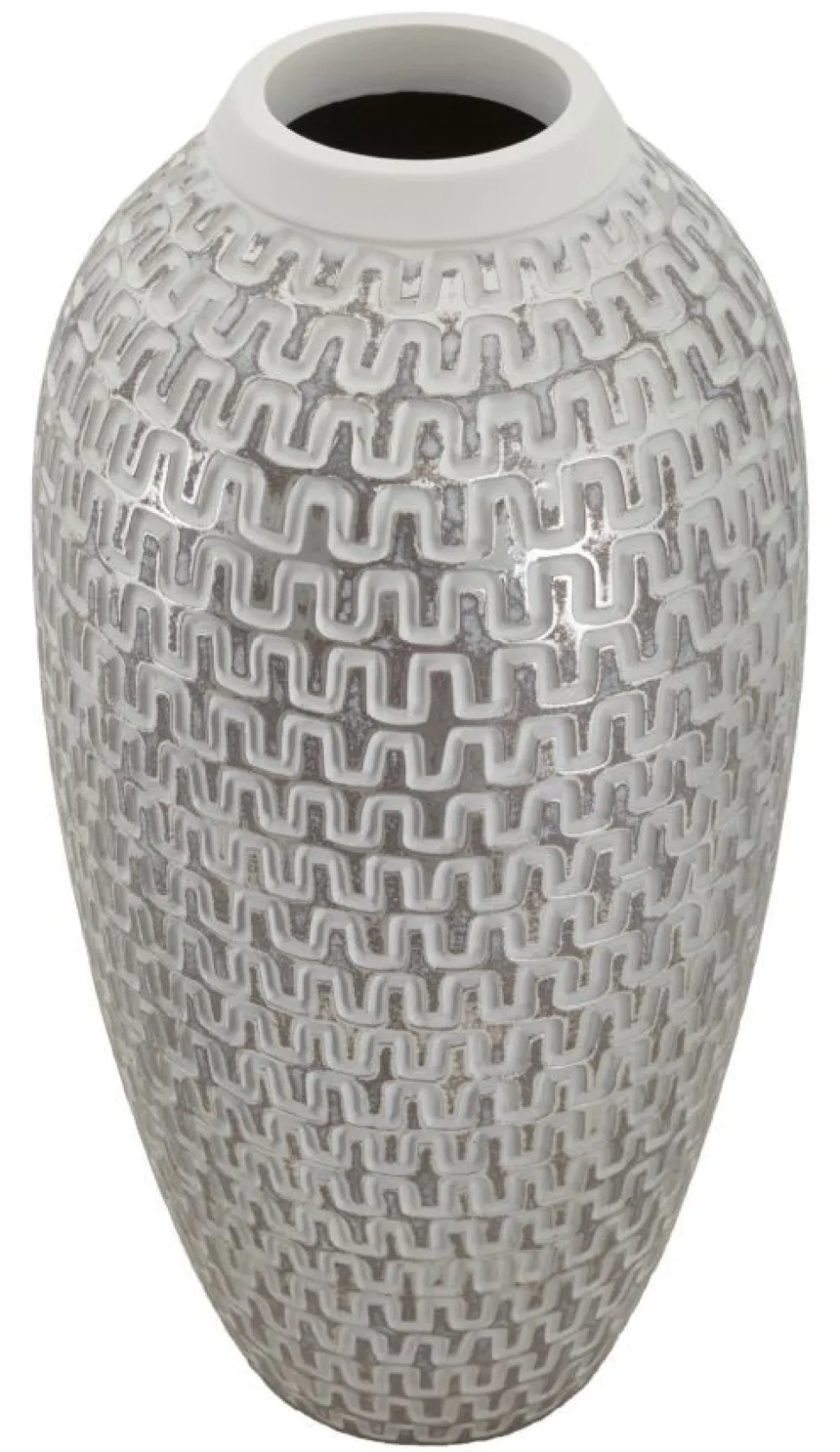 Vase décoratif polyrésine blanc doré