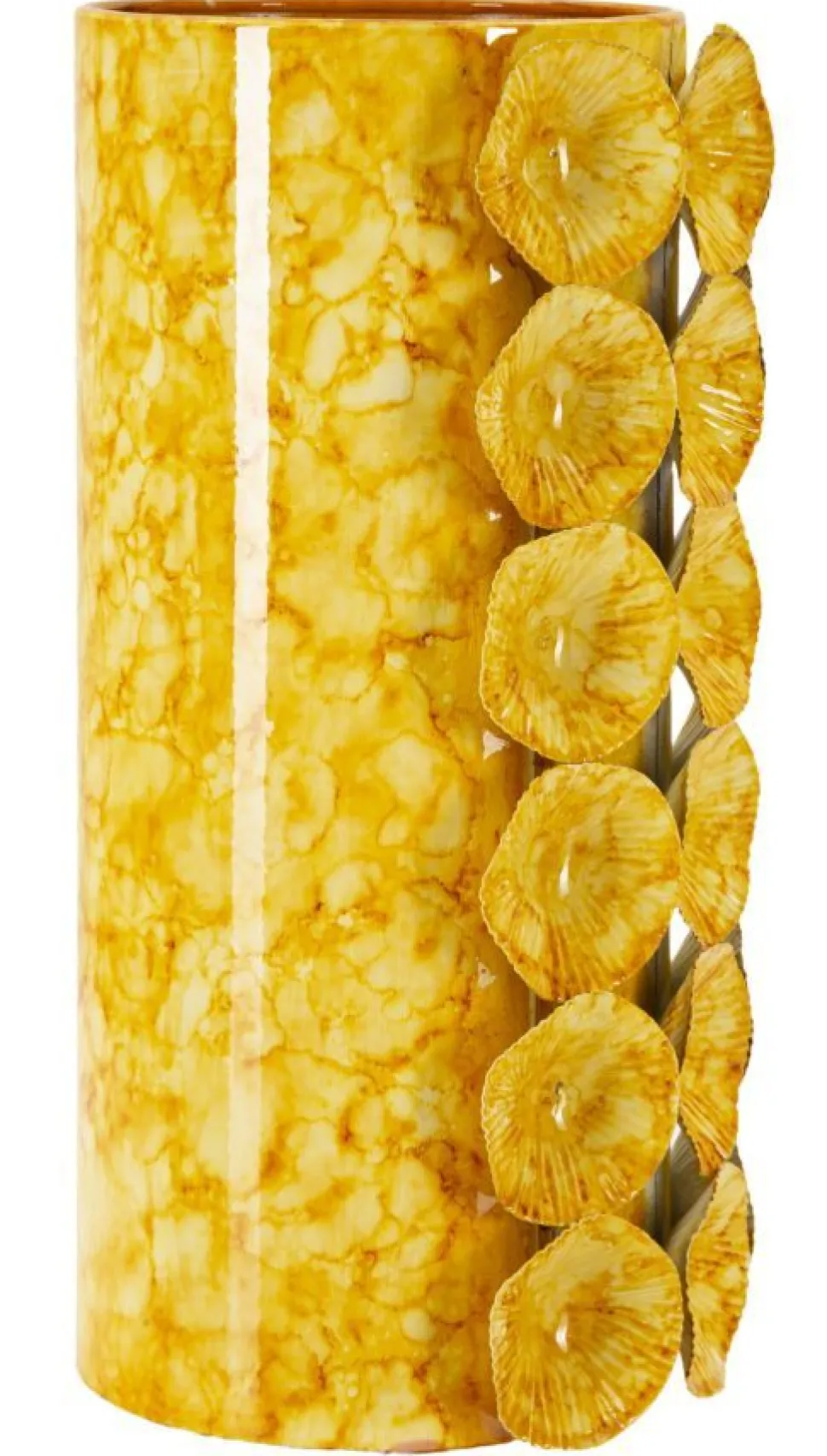 Vase décoratif relief jaune vif