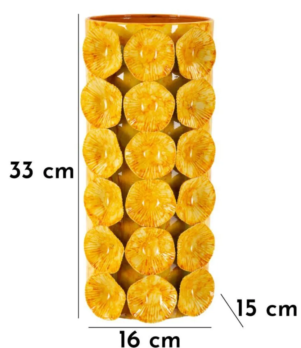 Vase décoratif relief jaune vif