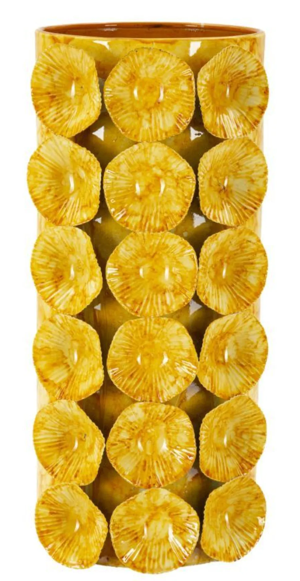 Vase décoratif relief jaune vif