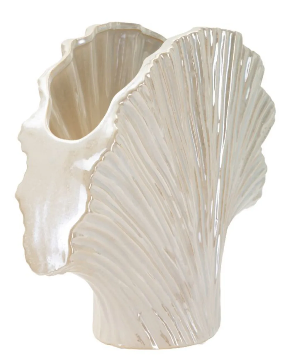 Vase design coquillage finition perlée et brillante