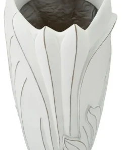 Vase en céramique blanc décorations en relief Gardy