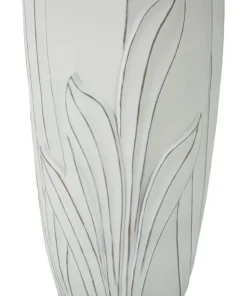 Vase en céramique blanc décorations en relief Gardy