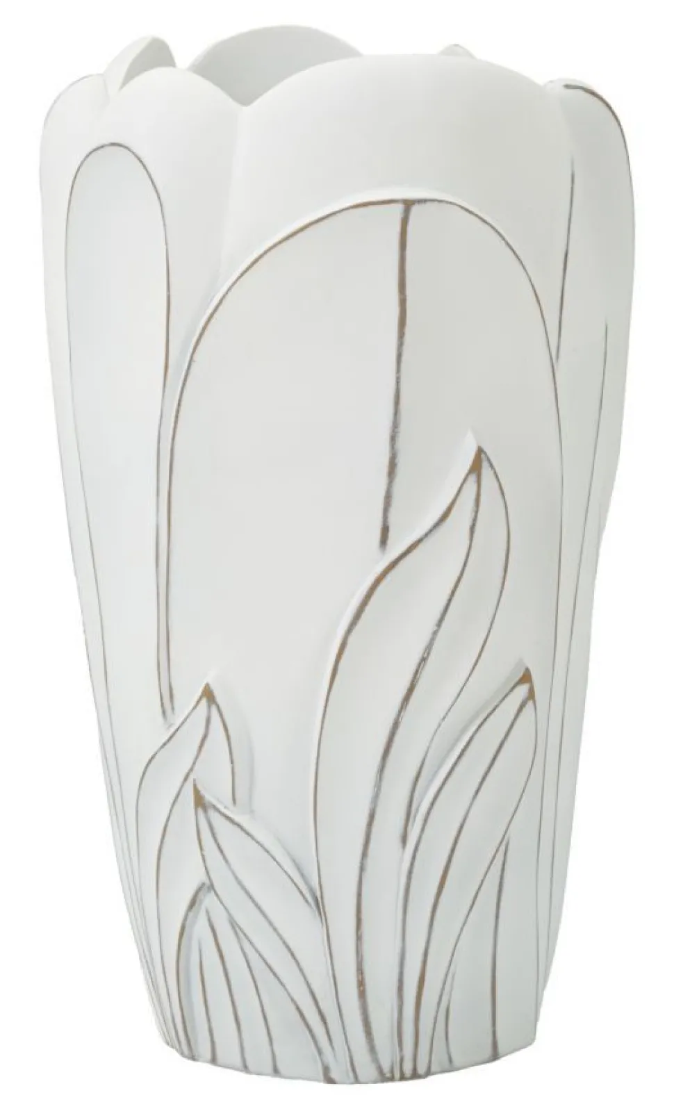 Vase en céramique blanc décoré en relief
