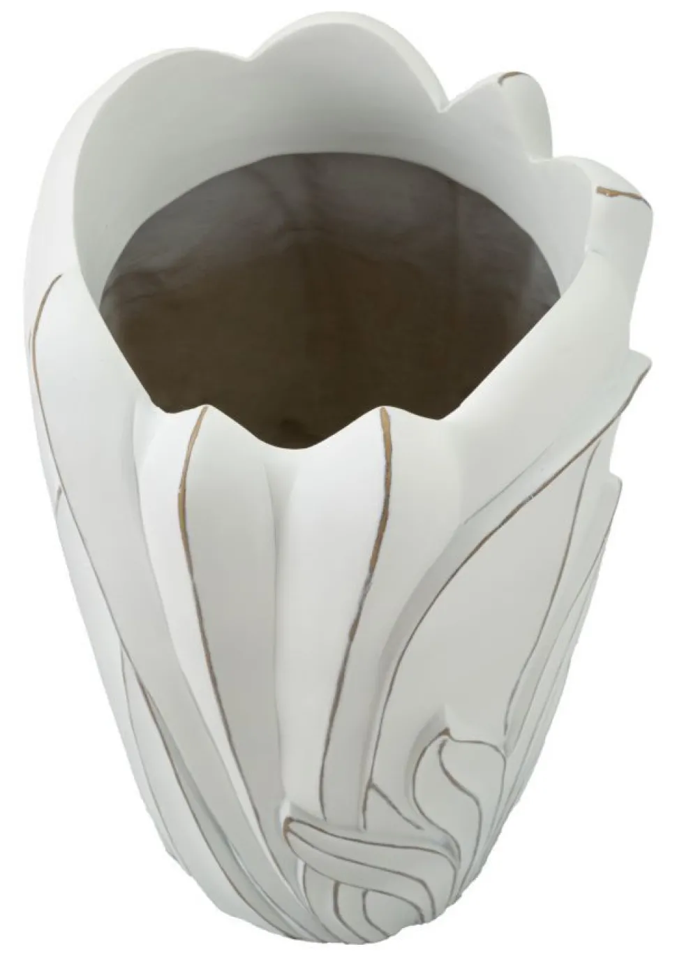 Vase en céramique blanc décoré en relief