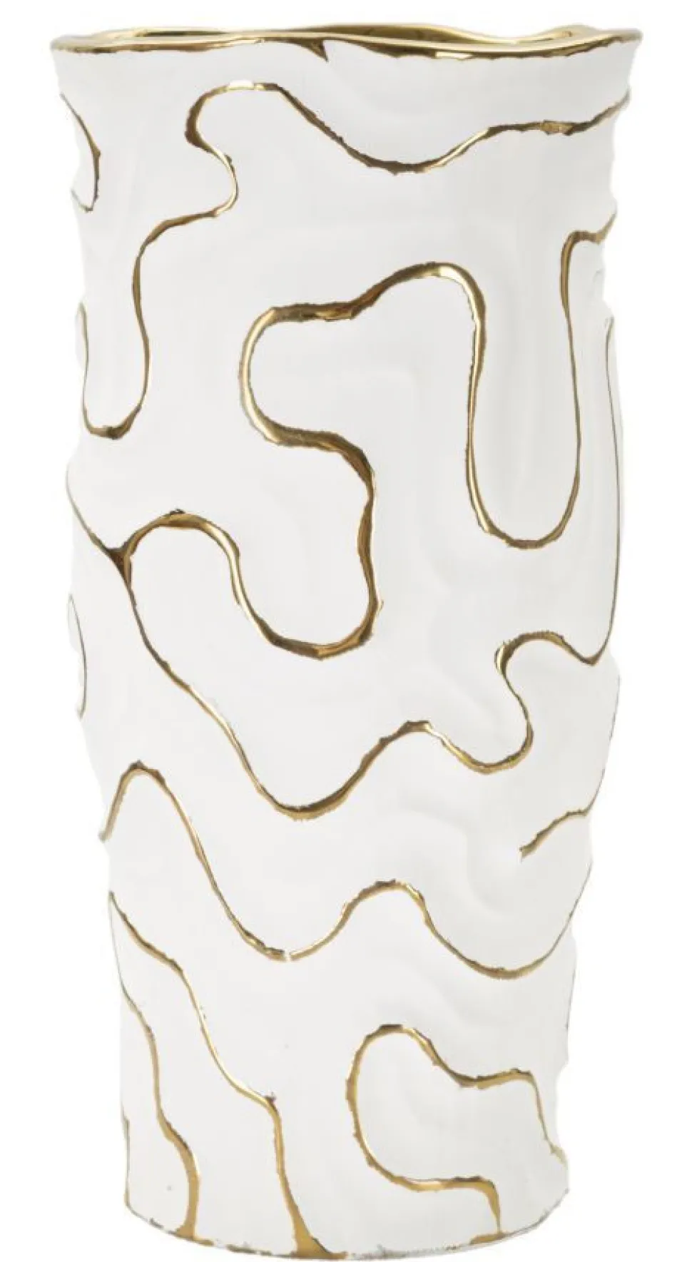 Vase en céramique blanche avec lignes dorées