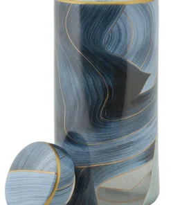 Vase en céramique décoré avec couvercle finitions dorées