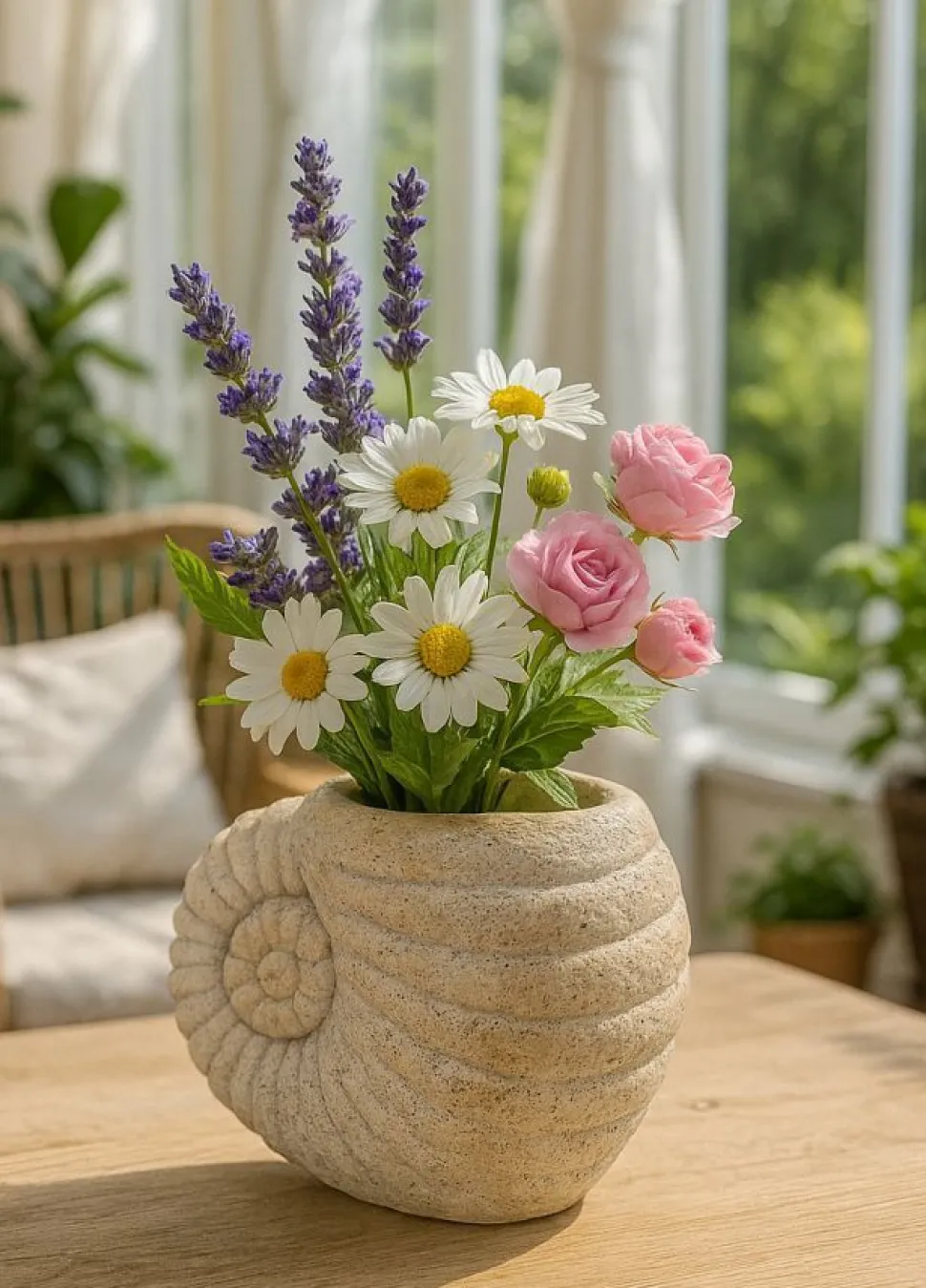 Vase en forme de coquillage sablé
