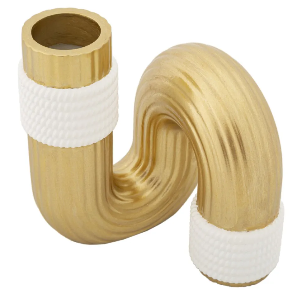 Vase en polyester blanc et doré