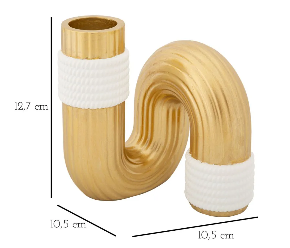 Vase en polyester blanc et doré