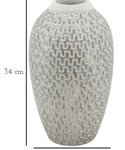 Vase en polyrésine blanc et or décoré sculptures médiévales