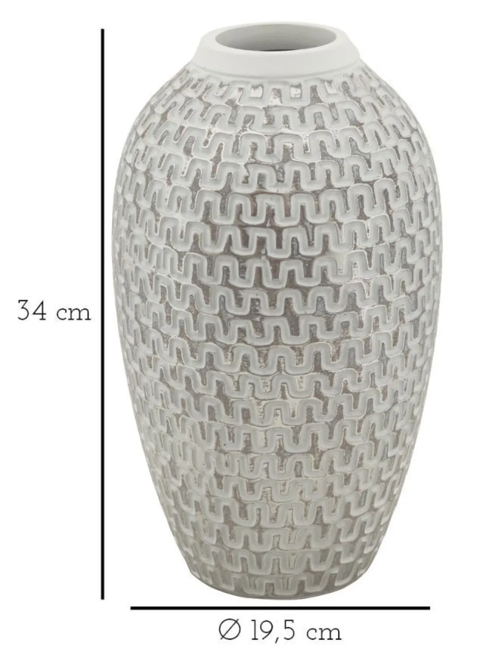 Vase en polyrésine blanc et or décoré sculptures médiévales