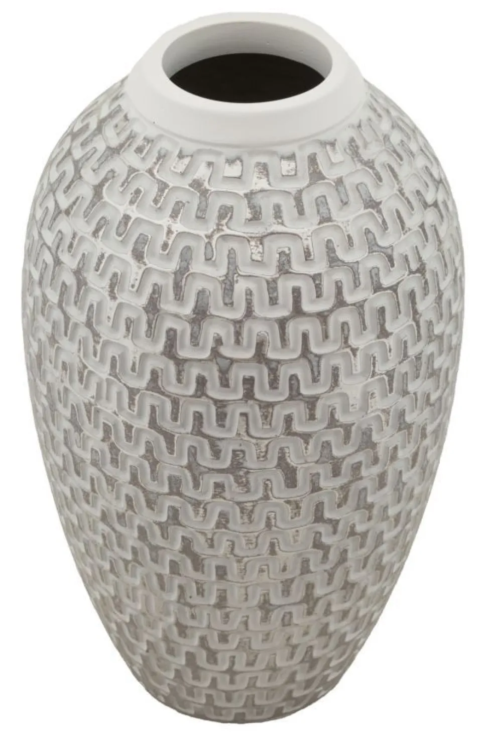 Vase en polyrésine blanc et or décoré sculptures médiévales