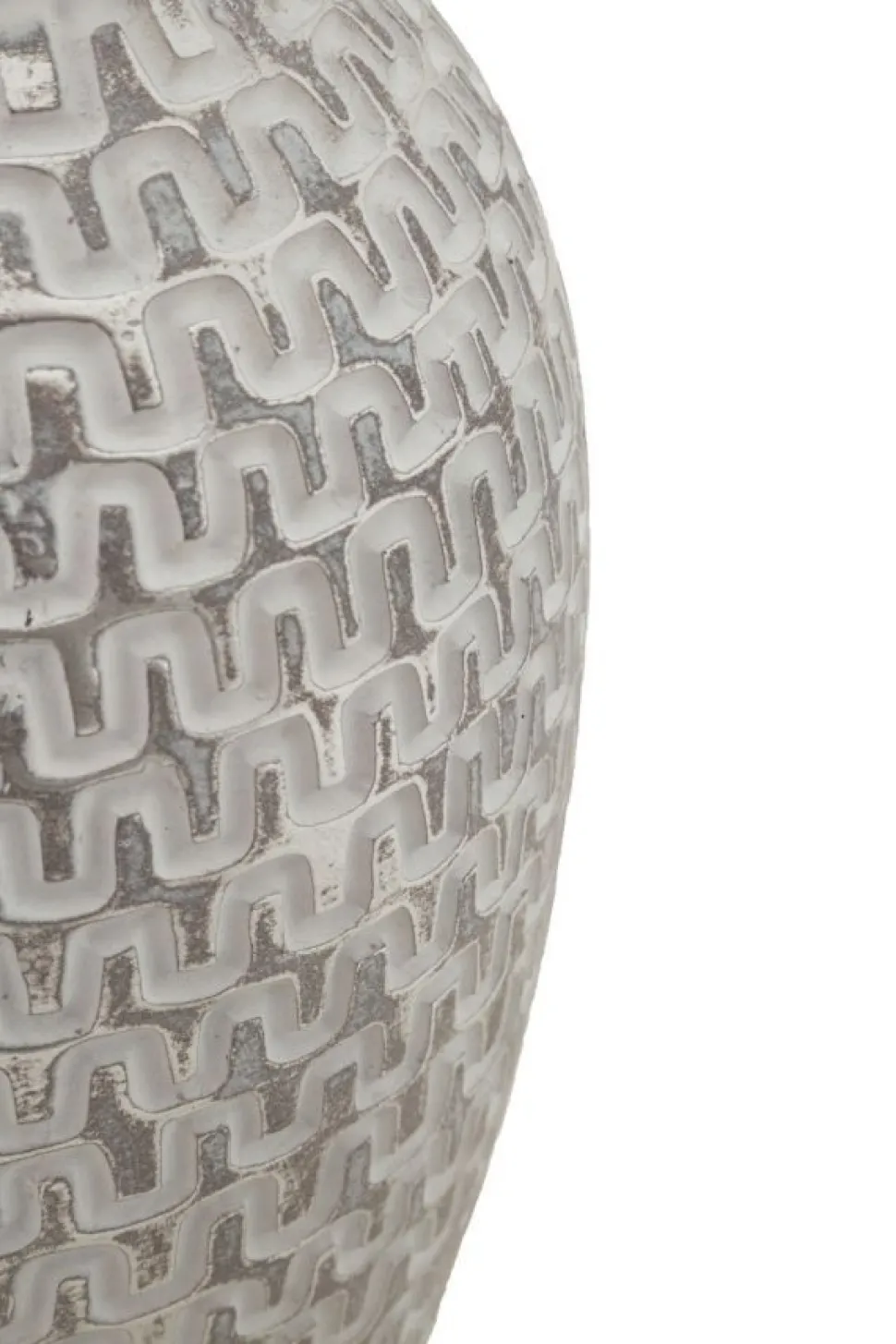 Vase en polyrésine blanc et or décoré sculptures médiévales