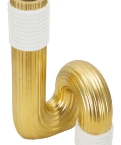 Vase en polyrésine dorée et blanche