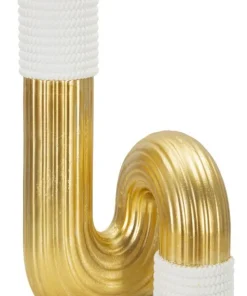 Vase en polyrésine dorée et blanche