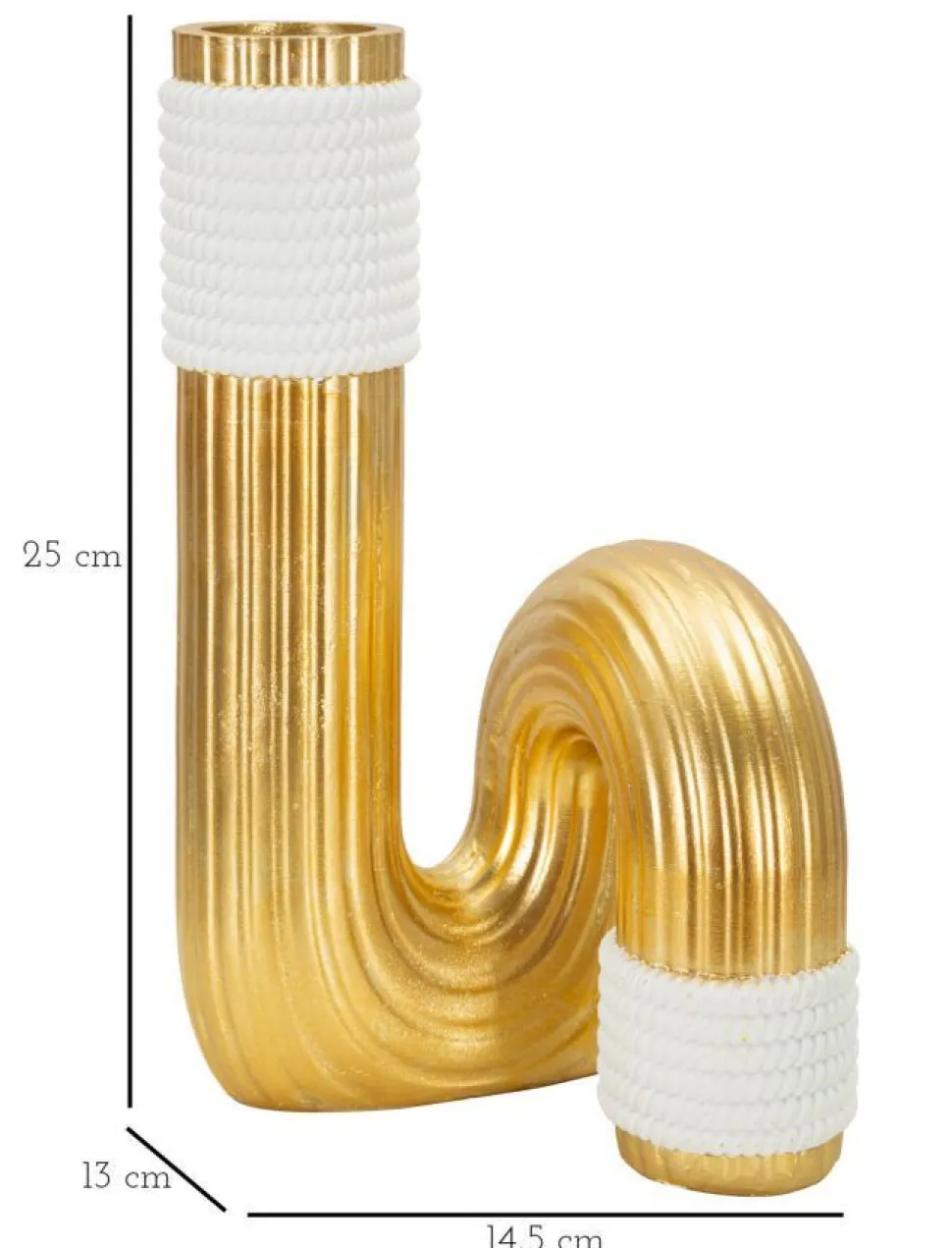 Vase en polyrésine dorée et blanche