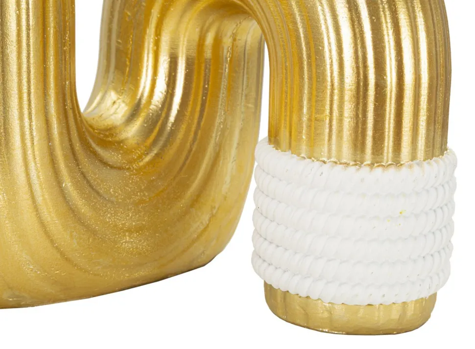 Vase en polyrésine dorée et blanche