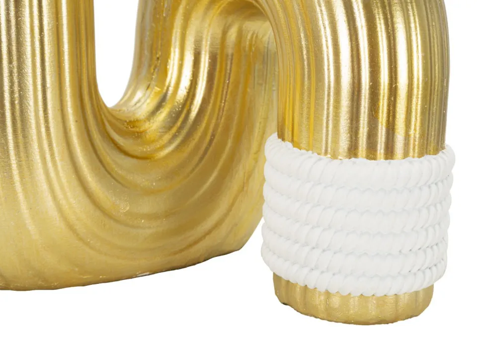 Vase en polyrésine dorée finitions blanches