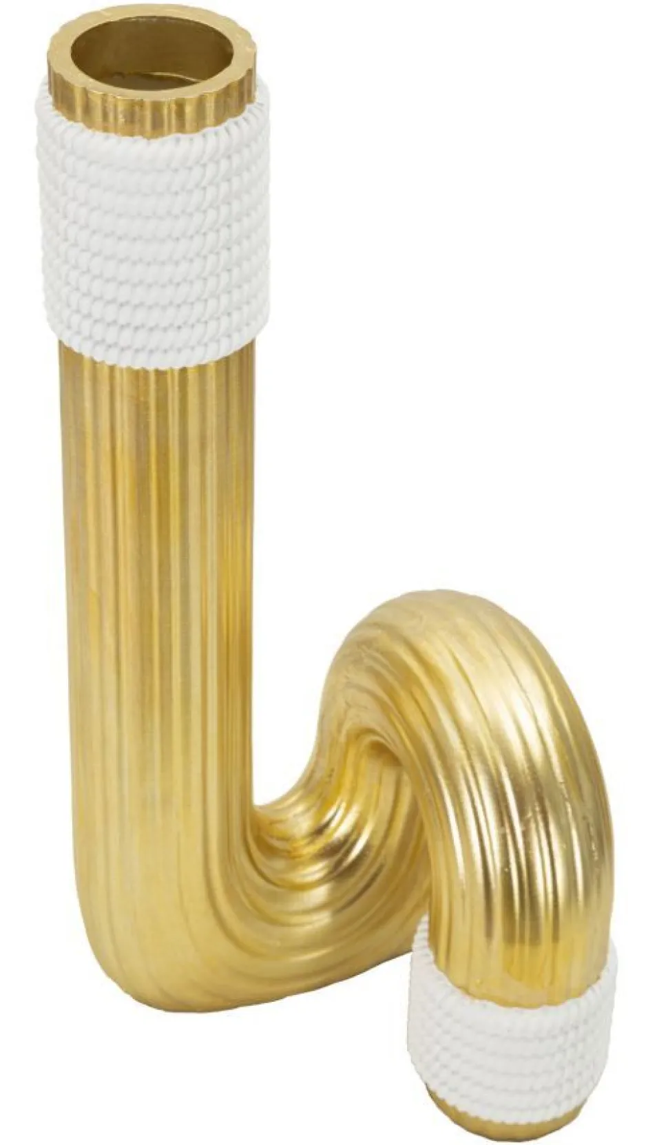 Vase en polyrésine dorée finitions blanches