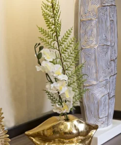Vase en polyrésine dorée forme lèvres