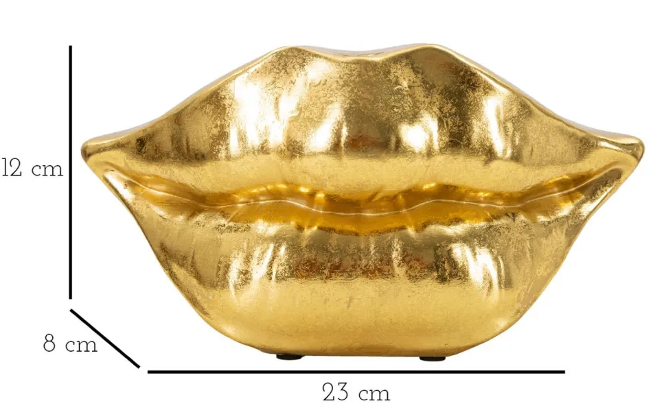 Vase en polyrésine dorée forme lèvres