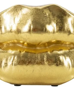 Vase en polyrésine dorée forme lèvres