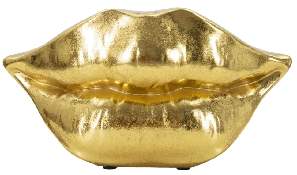 Vase en polyrésine dorée forme lèvres