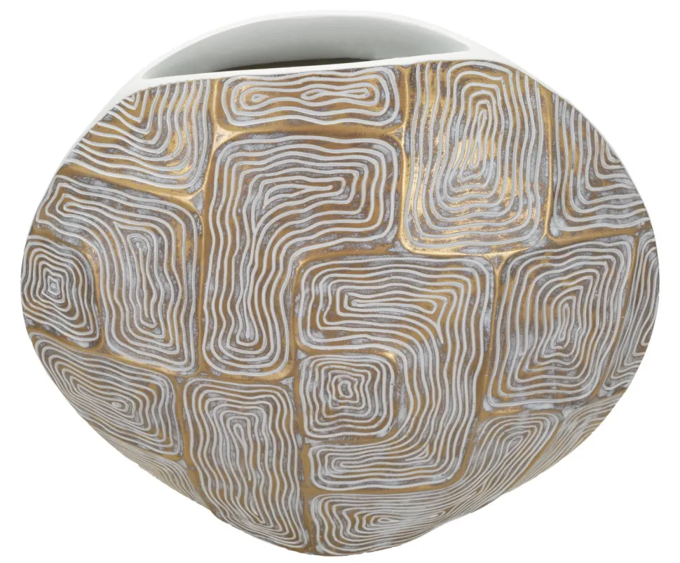 Vase en polyrésine géométrique blanc et or