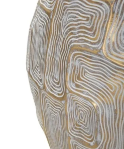 Vase en polyrésine géométrique blanc et or