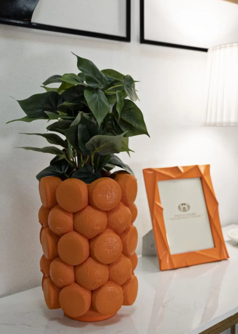 Vase en polyrésine motif Oranges Orange