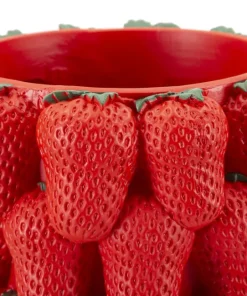Vase en polyrésine rouge fraises