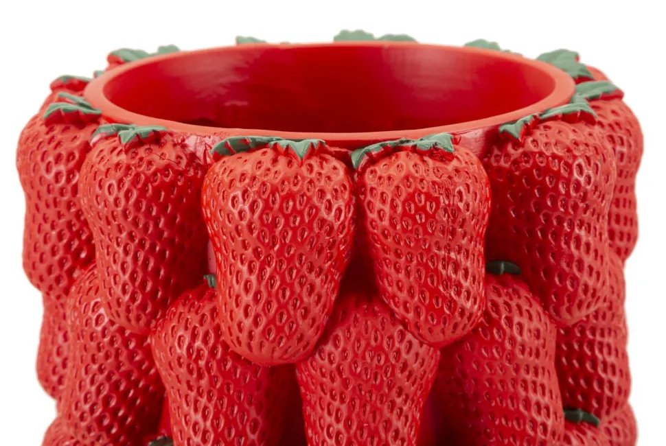 Vase en polyrésine rouge fraises