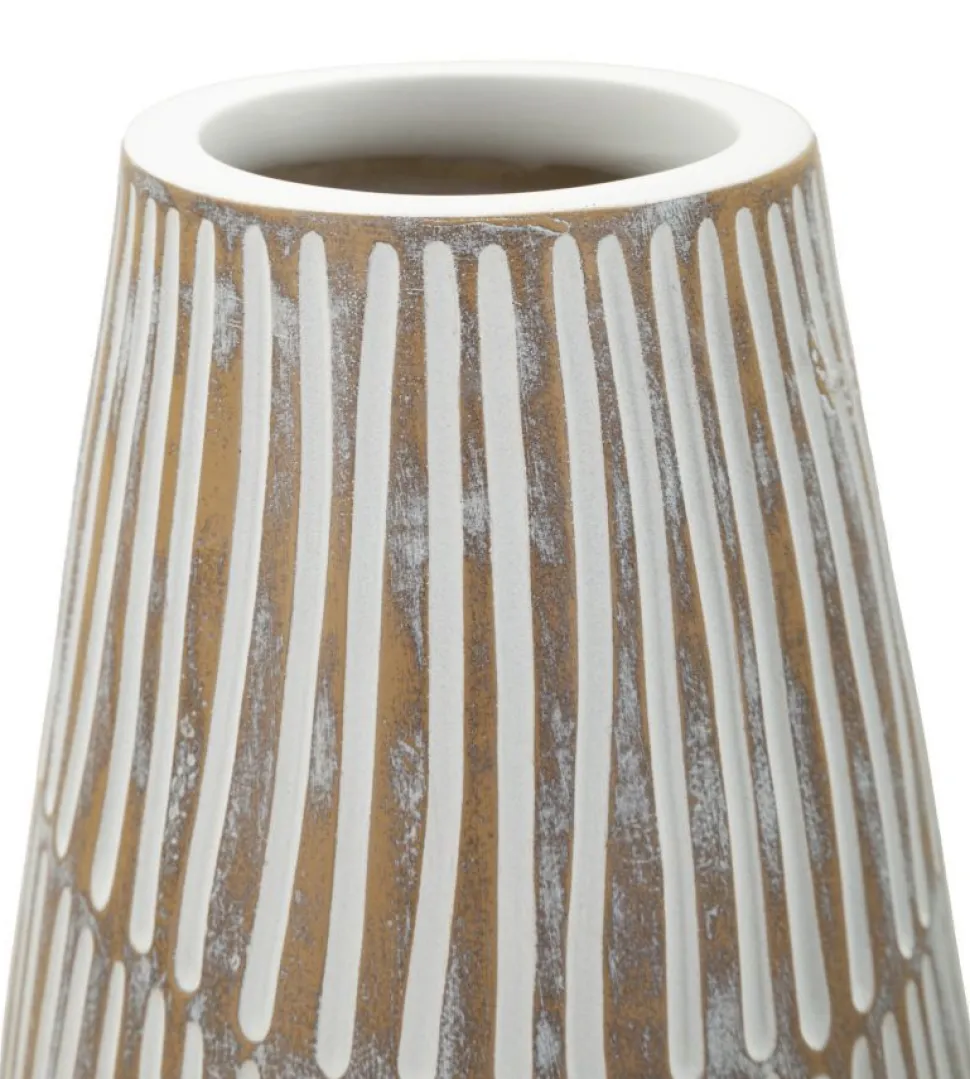 Vase en résine Hanoi finition naturelle avec gravures raffinées