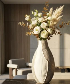 Vase en résine Ho Chi Minh blanc et doré