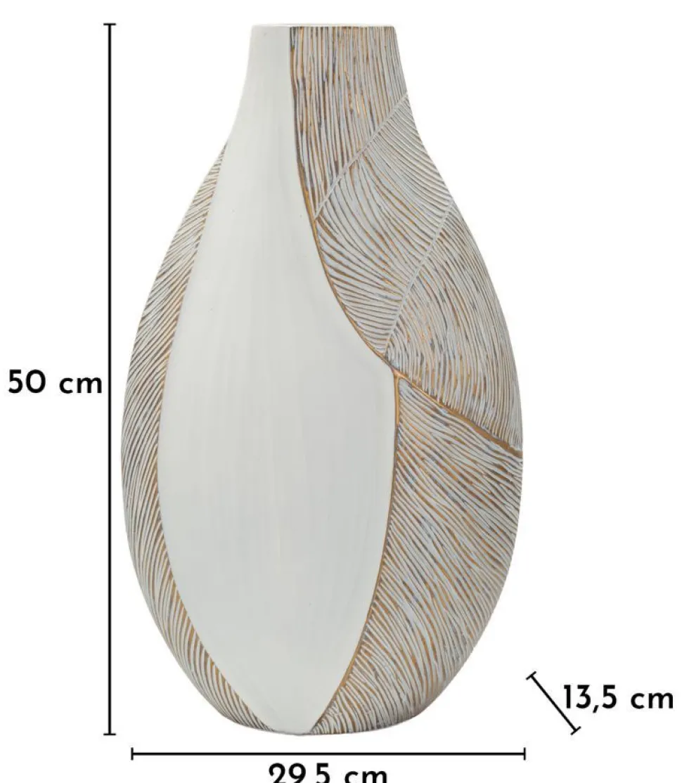 Vase en résine Ho Chi Minh blanc et doré