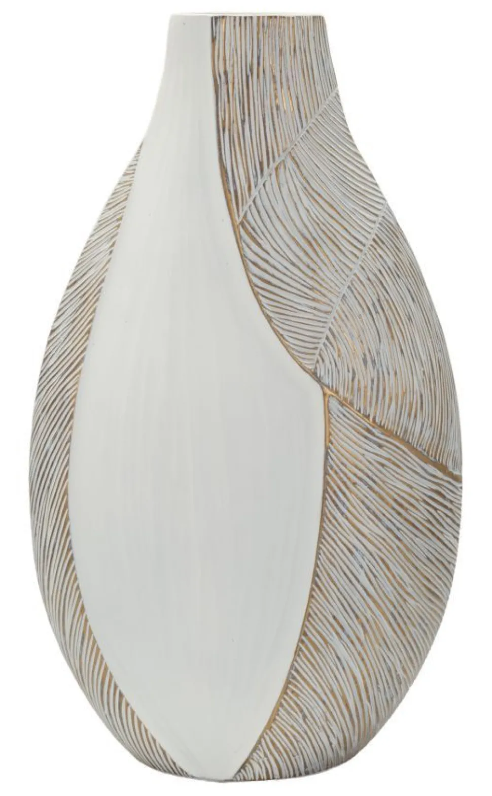 Vase en résine Ho Chi Minh blanc et doré