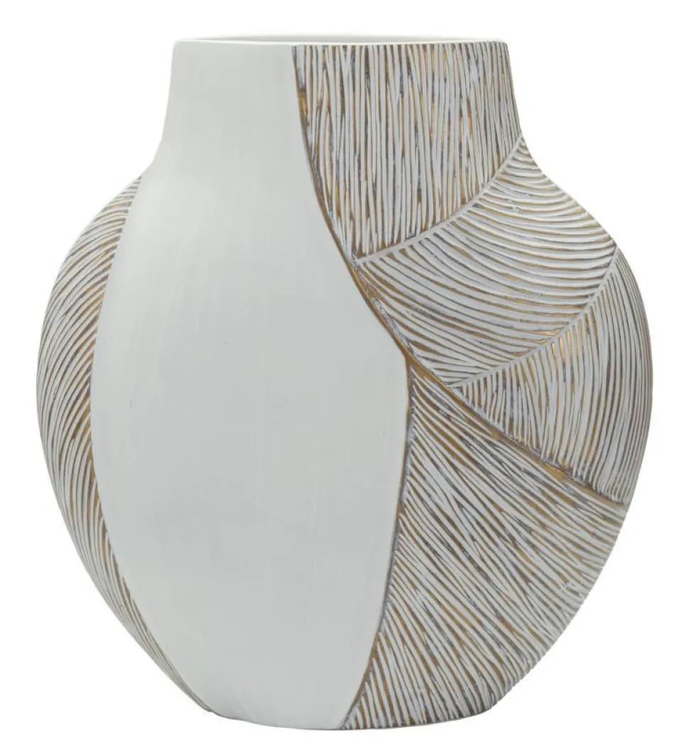 Vase en résine Ho Chi Minh Blanc et doré