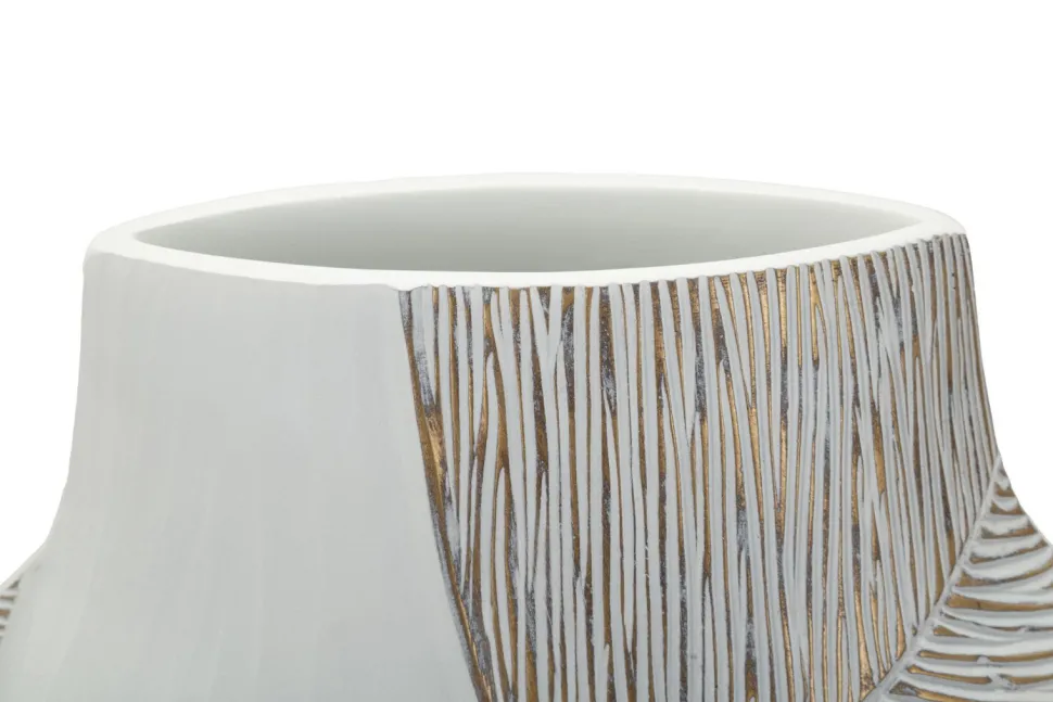 Vase en résine Ho Chi Minh Blanc et doré