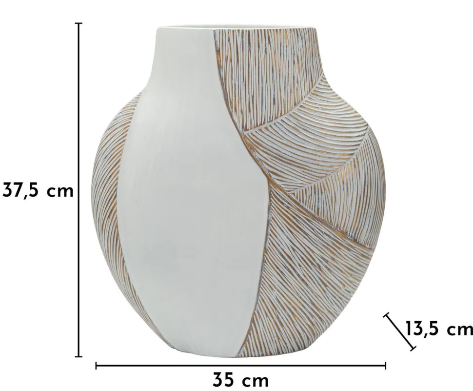 Vase en résine Ho Chi Minh Blanc et doré