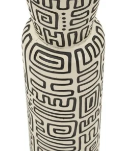 Vase en résine Nairobi décor géométrique crème et noir