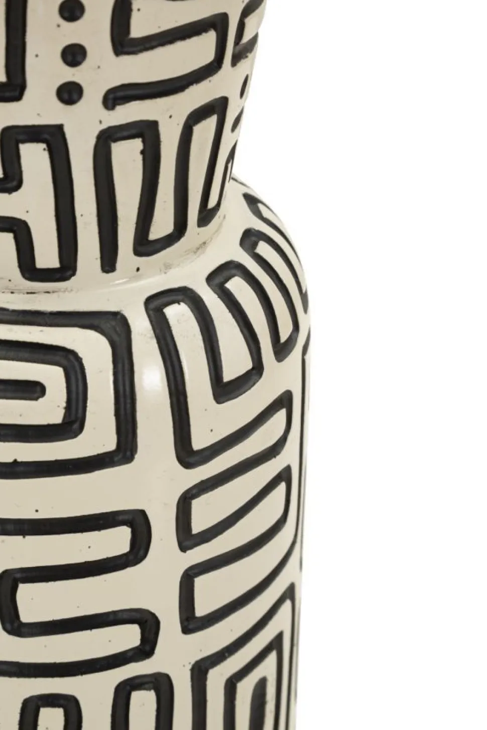 Vase en résine Nairobi décor géométrique crème et noir