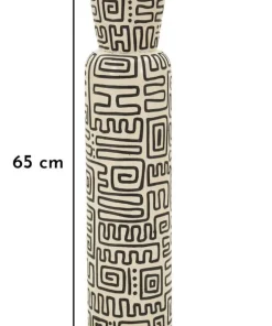 Vase en résine Nairobi décor géométrique crème et noir