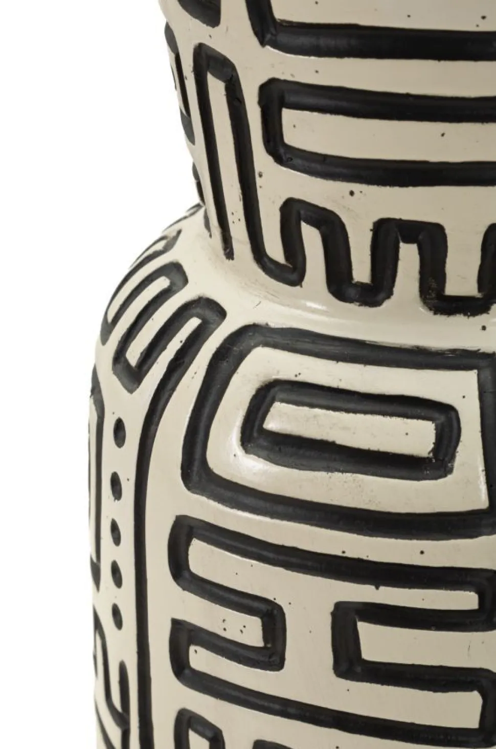 Vase en résine Nairobi motifs graphiques noirs