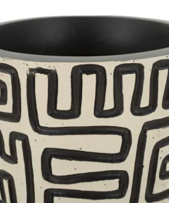 Vase en résine Nairobi motifs graphiques noirs