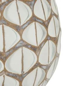 Vase en résine Tibet design géométrique blanc et marron